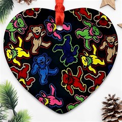 Dead Head Deadhead Grateful Dead Heart Ornament (two Sides) by Cemarart