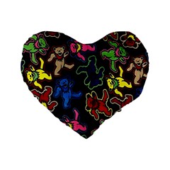 Dead Head Deadhead Grateful Dead Standard 16  Premium Flano Heart Shape Cushions