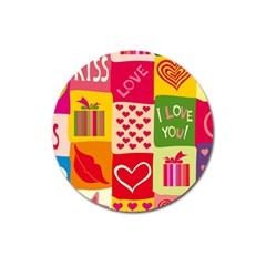 I Love You Doodle Magnet 3  (round)