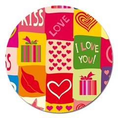 I Love You Doodle Magnet 5  (round)