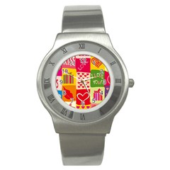 I Love You Doodle Stainless Steel Watch by Cemarart