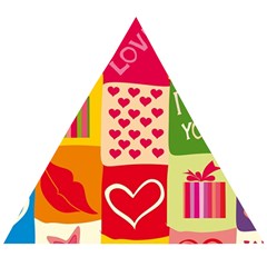 I Love You Doodle Wooden Puzzle Triangle by Cemarart