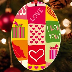 I Love You Doodle Uv Print Acrylic Ornament Oval