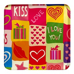 I Love You Doodle Square Glass Fridge Magnet (4 Pack) by Cemarart