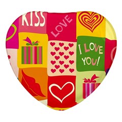 I Love You Doodle Heart Glass Fridge Magnet (4 Pack) by Cemarart