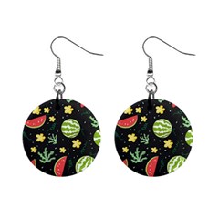 Watermelon Doodle Pattern Mini Button Earrings by Cemarart