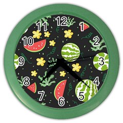 Watermelon Doodle Pattern Color Wall Clock by Cemarart