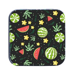 Watermelon Doodle Pattern Square Metal Box (black)