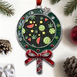 Watermelon Doodle Pattern Metal X Mas Lollipop with Crystal Ornament Front