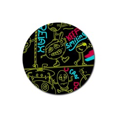 Keep Smiing Doodle Rubber Coaster (round) by Cemarart