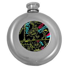 Keep Smiing Doodle Round Hip Flask (5 Oz) by Cemarart