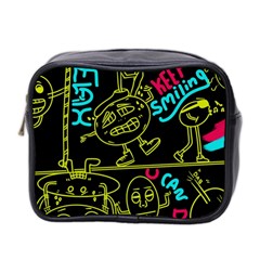 Keep Smiing Doodle Mini Toiletries Bag (two Sides) by Cemarart