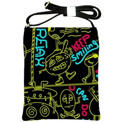 Keep Smiing Doodle Shoulder Sling Bag by Cemarart