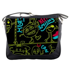 Keep Smiing Doodle Messenger Bag by Cemarart