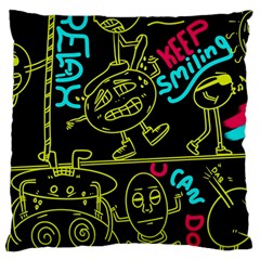 Keep Smiing Doodle Large Cushion Case (two Sides) by Cemarart