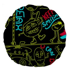 Keep Smiing Doodle Large 18  Premium Round Cushions by Cemarart