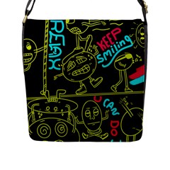 Keep Smiing Doodle Flap Closure Messenger Bag (l)