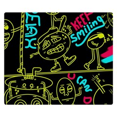 Keep Smiing Doodle Two Sides Premium Plush Fleece Blanket (small) by Cemarart