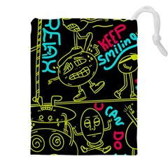 Keep Smiing Doodle Drawstring Pouch (4xl) by Cemarart