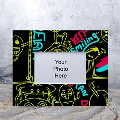 Keep Smiing Doodle White Tabletop Photo Frame 4 x6  by Cemarart