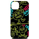 Keep Smiing Doodle iPhone 14 Plus Black UV Print Case Front