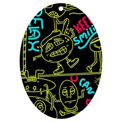 Keep Smiing Doodle Uv Print Acrylic Ornament Oval