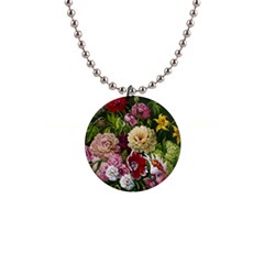 Parrot Painting Flower Art 1  Button Necklace