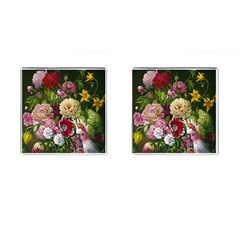 Parrot Painting Flower Art Cufflinks (square)