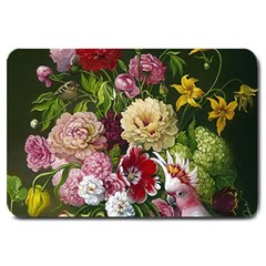 Parrot Painting Flower Art Large Doormat by Cemarart