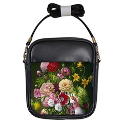 Parrot Painting Flower Art Girls Sling Bag