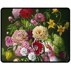 Parrot Painting Flower Art Fleece Blanket (medium)