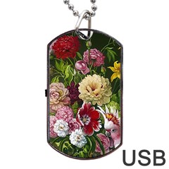 Parrot Painting Flower Art Dog Tag Usb Flash (one Side) by Cemarart