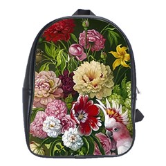 Parrot Painting Flower Art School Bag (xl)