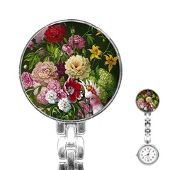 Parrot Painting Flower Art Stainless Steel Nurses Watch by Cemarart