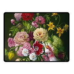 Parrot Painting Flower Art Two Sides Fleece Blanket (small) by Cemarart