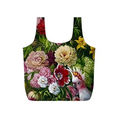 Parrot Painting Flower Art Full Print Recycle Bag (s) by Cemarart