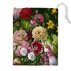 Parrot Painting Flower Art Drawstring Pouch (4xl)