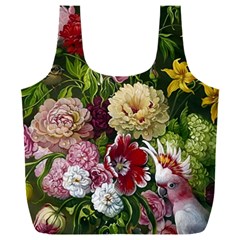 Parrot Painting Flower Art Full Print Recycle Bag (xxl)