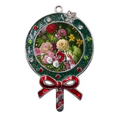 Parrot Painting Flower Art Metal X mas Lollipop With Crystal Ornament