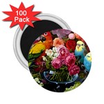 Flower And Parrot Art Flower Painting 2.25  Magnets (100 pack)  Front