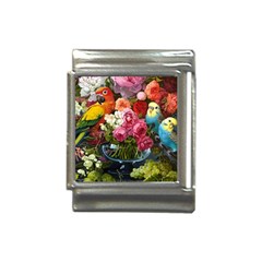 Flower And Parrot Art Flower Painting Italian Charm (13mm)