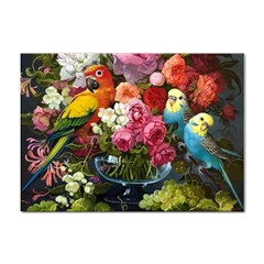 Flower And Parrot Art Flower Painting Sticker A4 (10 Pack) by Cemarart