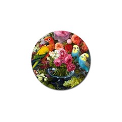 Flower And Parrot Art Flower Painting Golf Ball Marker by Cemarart