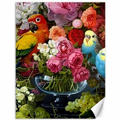 Flower And Parrot Art Flower Painting Canvas 12  X 16  by Cemarart