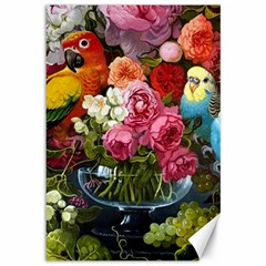 Flower And Parrot Art Flower Painting Canvas 12  X 18  by Cemarart