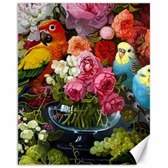 Flower And Parrot Art Flower Painting Canvas 16  X 20  by Cemarart