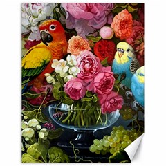 Flower And Parrot Art Flower Painting Canvas 18  X 24  by Cemarart