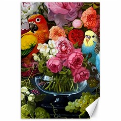 Flower And Parrot Art Flower Painting Canvas 20  X 30  by Cemarart