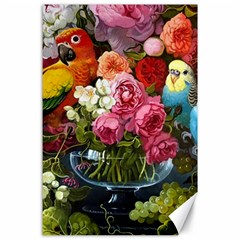 Flower And Parrot Art Flower Painting Canvas 24  X 36  by Cemarart