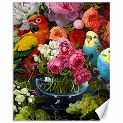 Flower And Parrot Art Flower Painting Canvas 11  X 14  by Cemarart